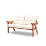 Καναπές διθέσιος Abant ξύλινος κρεμ ύφασμα 161x80x88cm ed10016