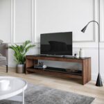 Έπιπλo tv Forli καρυδί χρώμα ξύλο γυαλί 140x40x45cm ed1005