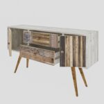 Έπιπλο tv Vent λευκό καρυδί χρώμα μελαμίνη 122x35x65cm ed1014 - Image 3