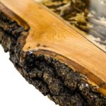 Τραπέζι σαλονιού Miyola δρυς καφέ μασιφ ξύλο επιφάνεια γυαλί 120x60x46εκ ed10171 - Image 3