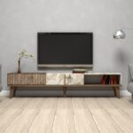 Έπιπλο tv Pavia καρυδί λευκό χρώμα μελαμίνη 180x35x40cm ed101