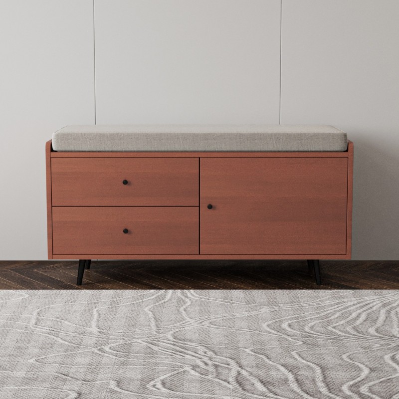 10224_0-800x800 Έπιπλο εισόδου Lara καρυδί κρεμ μασίφ ξύλο οξιά με μαξιλάρι 120x45x65εκ ed10224 - Image 1