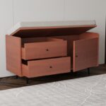 Έπιπλο εισόδου Lara καρυδί κρεμ μασίφ ξύλο οξιά με μαξιλάρι 120x45x65εκ ed10224 - Image 5