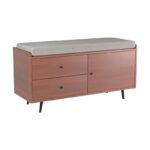 Έπιπλο εισόδου Lara καρυδί κρεμ μασίφ ξύλο οξιά με μαξιλάρι 120x45x65εκ ed10224 - Image 3