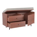 Έπιπλο εισόδου Lara καρυδί κρεμ μασίφ ξύλο οξιά με μαξιλάρι 120x45x65εκ ed10224 - Image 2