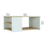 Τραπέζι σαλονιού Rome δρυς άσπρο μελαμίνη 90x60x40εκ ed10271 - Image 3