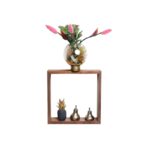 Ραφιέρα τοίχου ξύλινη καρυδί Ares 33x33cm ed10322 - Image 4