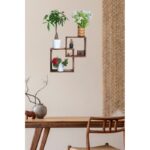 Ραφιέρα τοίχου ξύλινη καρυδί Ares 50x50cm ed10328