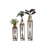 Βοηθητικό τραπεζάκι σετ 3τμχ καρυδί χρυσό οξιά 20x20x62εκ ed10355 - Image 4