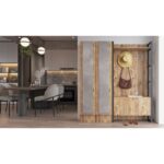 Έπιπλο εισόδου Faro atlantic pine μελαμίνη μεταλλικός σκελετός 90x34x180εκ ed1035 - Image 5