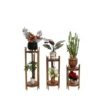 Βοηθητικά τραπεζάκια Far σετ 3τμχ χρυσό καρυδί χρώμα 30x30x100εκ ed10363 - Image 4