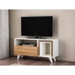 Έπιπλο TV Calabria χρώμα καρυδί λευκό 90x29 5x51cm ed1038