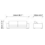 Καναπές τριθέσιος Nplus καφέ 244x102x80cm ed10399 - Image 2