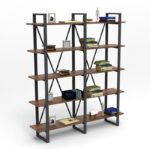 Βιβλιοθήκη Cis καρυδί μελαμίνη μεταλλικά πόδια 154 8x34x180εκ ed1045