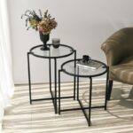 Βοηθητικό τραπέζι Cento 50x60cm μέταλλο γυαλί ed10474 - Image 3