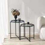 Βοηθητικό τραπέζι Cento 50x60cm μέταλλο γυαλί ed10475