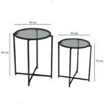 Βοηθητικό τραπέζι Cento 50x60cm μέταλλο γυαλί ed10475 - Image 2