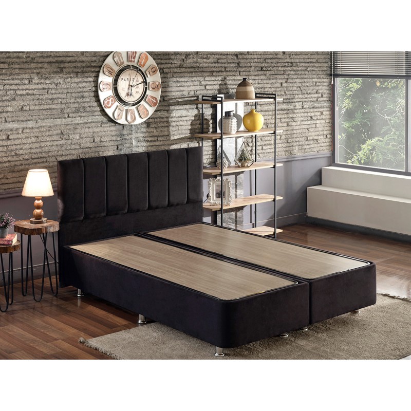 10601_0-800x800 Διπλό κρεβάτι Ela Double Black χρώμα 150 x 200 ed10601 - Image 1