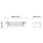 Καναπές τριθέσιος Bianca 260x100x75cm κρεμ χρώμα ed1065 - Image 2