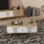 Τραπεζάκι σαλονιού Asimo Sapphire Oak λευκό 90x45x38cm ed10709