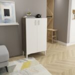 Παπουτσοθήκη Chetri καρυδί άσπρη μελαμίνη 60x34x105cm ed10720