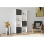 Βιβλιοθήκη Ena άσπρο ανθρακί μελαμίνη 77 8x22x151 4εκ ed10973