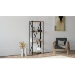 Βιβλιοθήκη London καρυδί μελαμίνη μεταλλικό πλαίσιο 60x29x149 5εκ ed10974