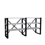 Βιβλιοθήκη Bodrum άσπρο μαύρο μελαμίνη 133 2x32 1x65εκ ed10983 - Image 3