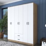 Ντουλάπα Balis άσπρη καρυδί μελαμίνη 180x47 3x190 8cm ed11025