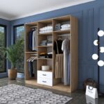 Ντουλάπα Balis άσπρη καρυδί μελαμίνη 180x47 3x190 8cm ed11025 - Image 5