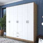 Ντουλάπα Balis άσπρη καρυδί μελαμίνη 210x51 5x210cm ed11026