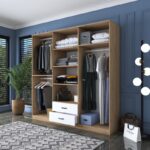 Ντουλάπα Balis άσπρη καρυδί μελαμίνη 210x51 5x210cm ed11026 - Image 5