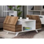 Τραπέζι σαλονιού Eriberto άσπρο καρυδί μελαμίνη 90x60x43 8εκ ed1118 - Image 3