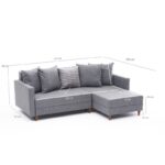 Angolo γωνιακός καναπές δεξιά γωνία γκρι ύφασμα 215x80x135cm ed1137 - Image 3