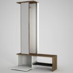 Έπιπλο εισόδου Ponte άσπρο καρυδί μελαμίνη μεταλλικός σκελετός 120x33 5x199 3εκ ed1152 - Image 4