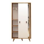 Ντουλάπα Yaha δρυς άσπρο μελαμίνη 100x60x190εκ ed1157 - Image 3