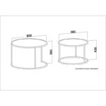 Σετ τραπέζια σαλονιού Tamburo καρυδί μελαμίνη μαύρο μέταλλο 66x43cm ed1164 - Image 2