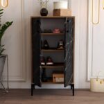 Παπουτσοθήκη Melone καρυδί μαύρο χρώμα μελαμίνη 60x35x111cm ed1165 - Image 5