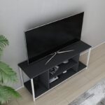 Έπιπλο tv Arina λευκό ανθρακί 120x35x50 8cm ed11725 - Image 4
