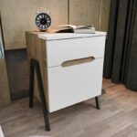 Κομοδίνο Che καρυδί άσπρο 45x38x63 5cm μελαμίνη ed11743 - Image 5