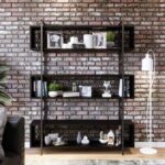 Έπιπλο εισόδου Poesia μαύρο χρώμα μελαμίνη μέταλλο 140x34x180cm ed1175