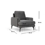 Πολυθρόνα Carta ανθρακί 80x90x88cm ed1179 - Image 2