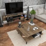 Έπιπλο τηλεόρασης Akya καρυδί μαύρο 160x35x38 6cm ed11905 - Image 5