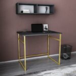 Γραφείο Cosimo χρυσό ανθρακί χρώμα μελαμίνη 90x60x75cm ed11911