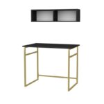 Γραφείο Cosimo χρυσό ανθρακί χρώμα μελαμίνη 90x60x75cm ed11911 - Image 4