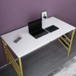 Γραφείο Milva χρυσό λευκό χρώμα μελαμίνη 120x60x74 8cm ed11975 - Image 5