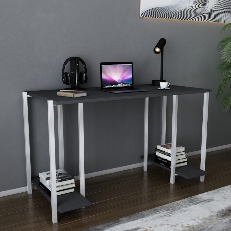 12070_0-800x800 Γραφείο Academy λευκό ανθρακί μελαμίνη 125 2x60x73 8cm ed12070 - Image 1