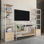 Έπιπλο τηλεόρασης Robbins άσπρο oak 198x39x160cm ed12130 - Image 4