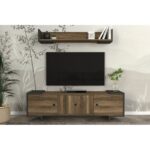 Έπιπλο tv Lipari μελαμίνη ανθρακί καρυδί 150x35x43 2cm ed12178