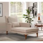 Ανάκλινδρο Sofia κρεμ ύφασμα ξύλινα πόδια 79x100x167cm ed12214